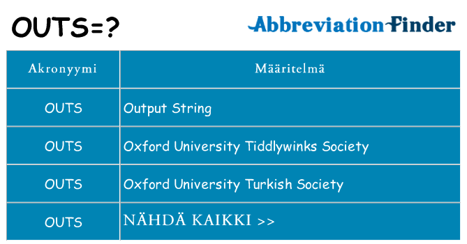 Mitä outs tarkoittaa