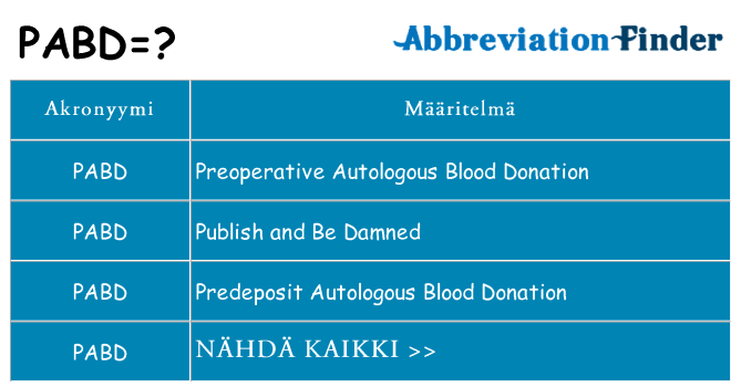 Mitä pabd tarkoittaa