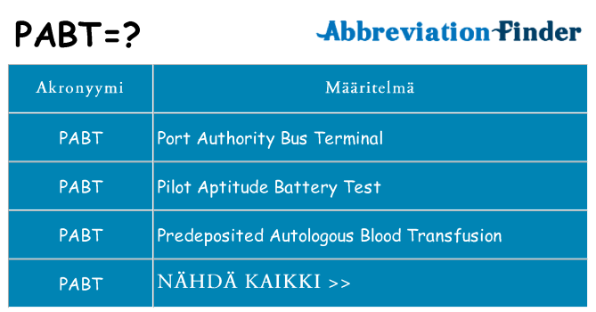 Mitä pabt tarkoittaa