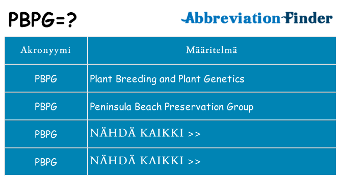 Mitä pbpg tarkoittaa