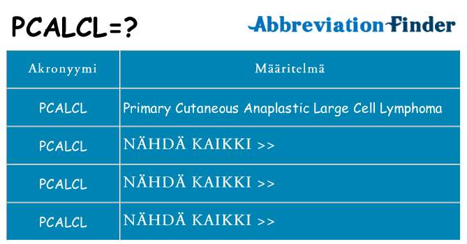 Mitä pcalcl tarkoittaa