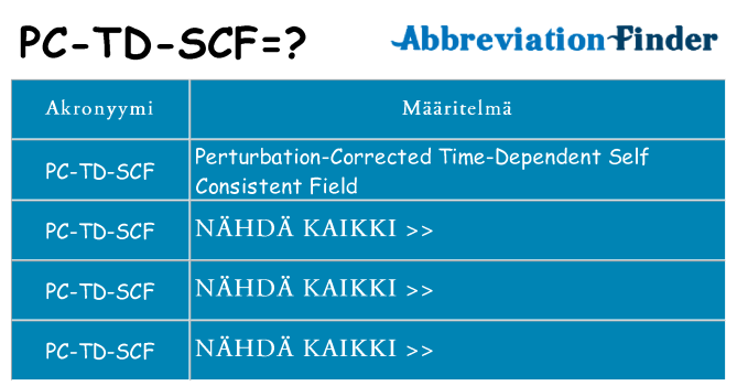 Mitä pc-td-scf tarkoittaa