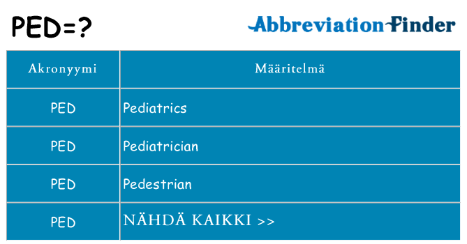 Mitä ped tarkoittaa
