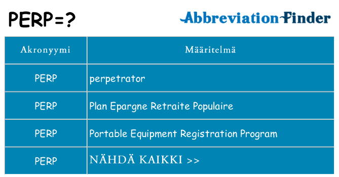 Mitä perp tarkoittaa
