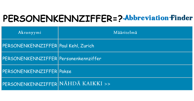 Mitä personenkennziffer tarkoittaa