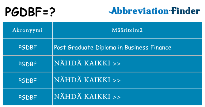 Mitä pgdbf tarkoittaa