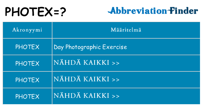 Mitä photex tarkoittaa
