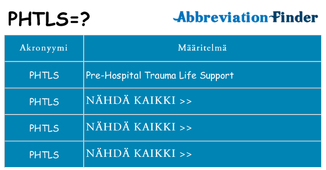 Mitä phtls tarkoittaa