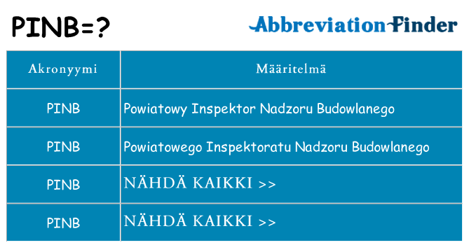 Mitä pinb tarkoittaa