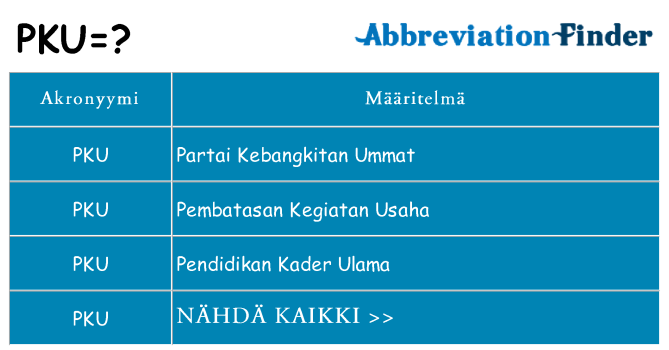 Mitä pku tarkoittaa