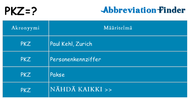 Mitä pkz tarkoittaa