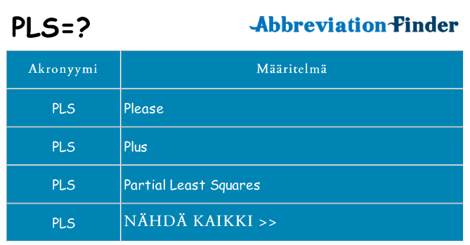 Mitä pls tarkoittaa