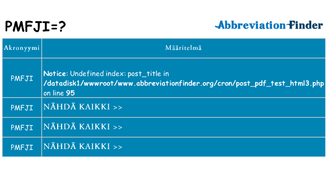 Mitä pmfji tarkoittaa
