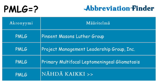Mitä pmlg tarkoittaa