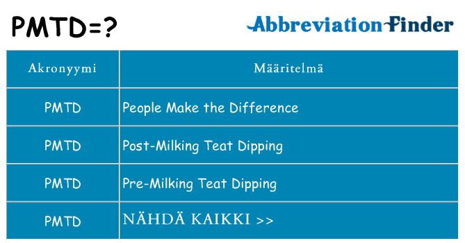 Mitä pmtd tarkoittaa