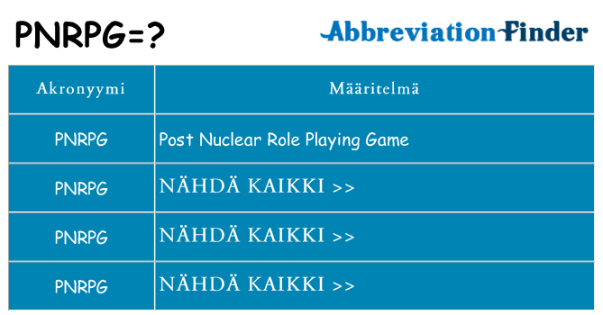 Mitä pnrpg tarkoittaa