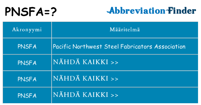 Mitä pnsfa tarkoittaa