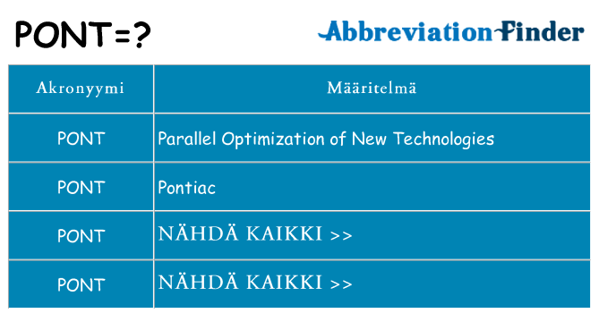 Mitä pont tarkoittaa