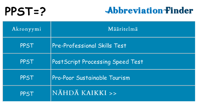 Mitä ppst tarkoittaa