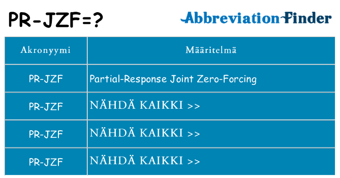 Mitä pr-jzf tarkoittaa