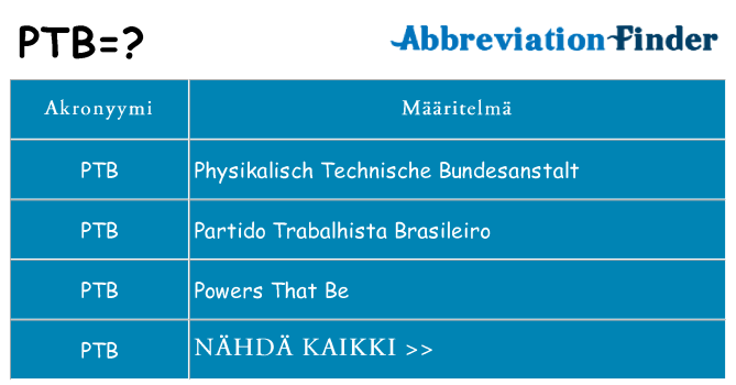 Mitä ptb tarkoittaa