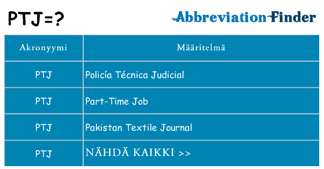 Mitä ptj tarkoittaa