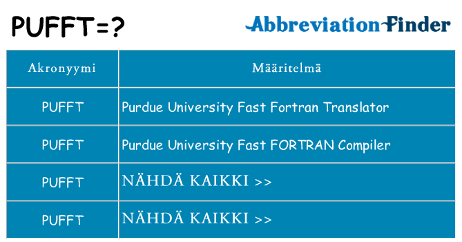Mitä pufft tarkoittaa
