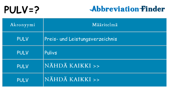 Mitä pulv tarkoittaa