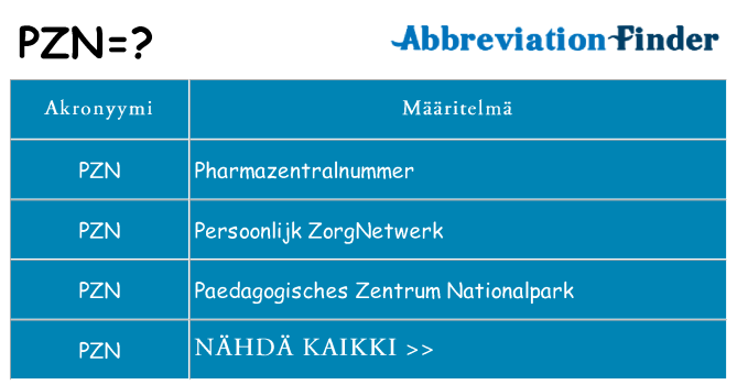 Mitä pzn tarkoittaa
