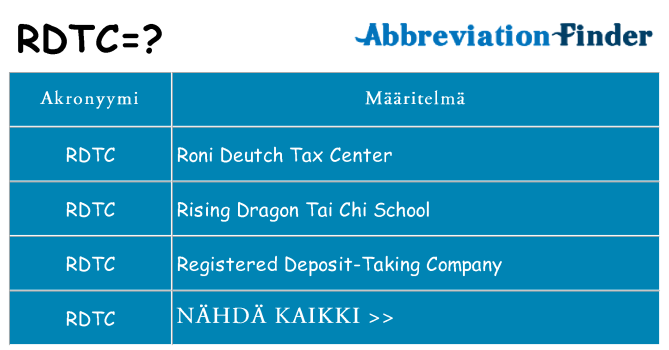 Mitä rdtc tarkoittaa