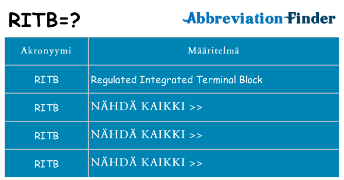 Mitä ritb tarkoittaa