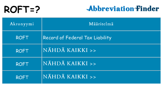 Mitä roft tarkoittaa