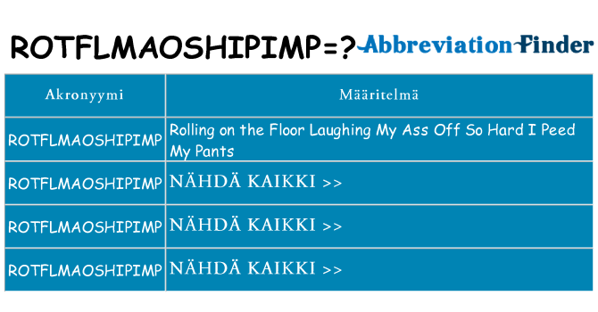 Mitä rotflmaoshipimp tarkoittaa