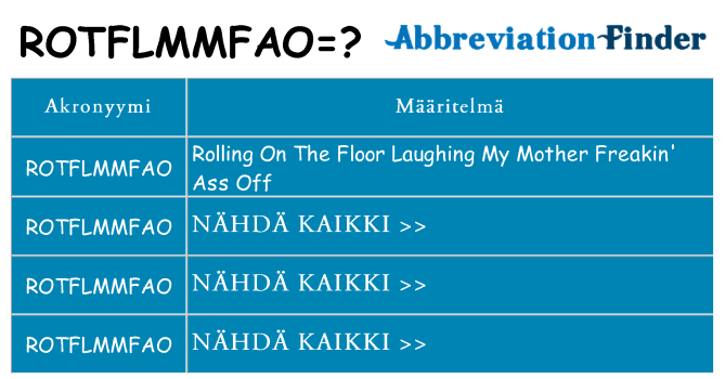 Mitä rotflmmfao tarkoittaa
