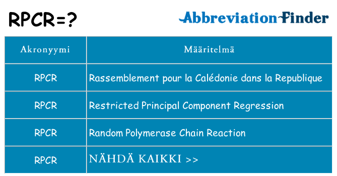 Mitä rpcr tarkoittaa