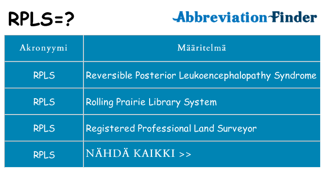 Mitä rpls tarkoittaa
