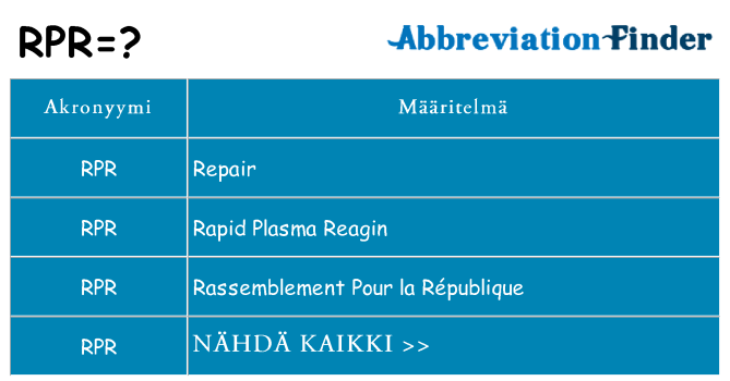 Mitä rpr tarkoittaa