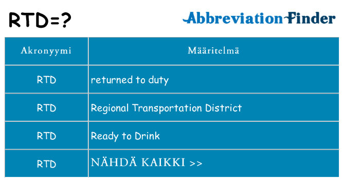 Mitä rtd tarkoittaa