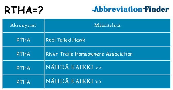 Mitä rtha tarkoittaa