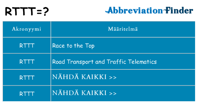 Mitä rttt tarkoittaa