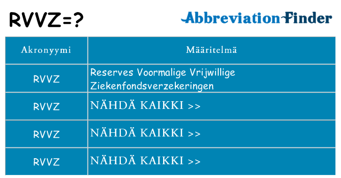 Mitä rvvz tarkoittaa
