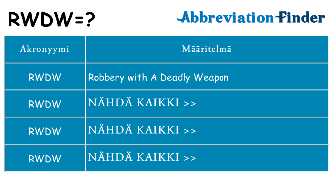 Mitä rwdw tarkoittaa