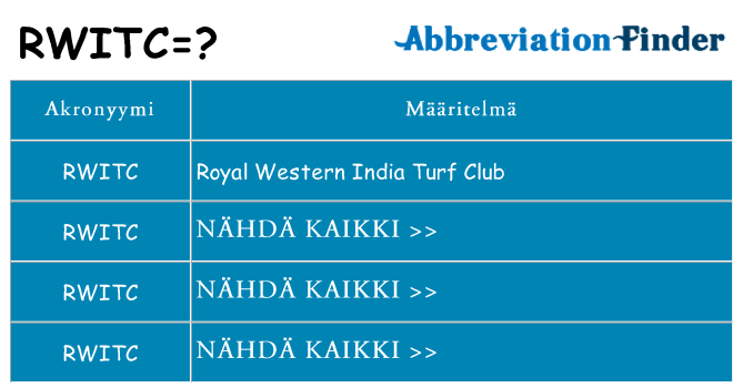 Mitä rwitc tarkoittaa