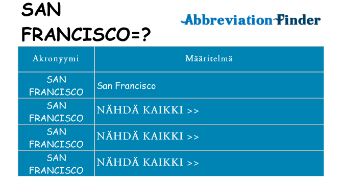 Mitä san-francisco tarkoittaa