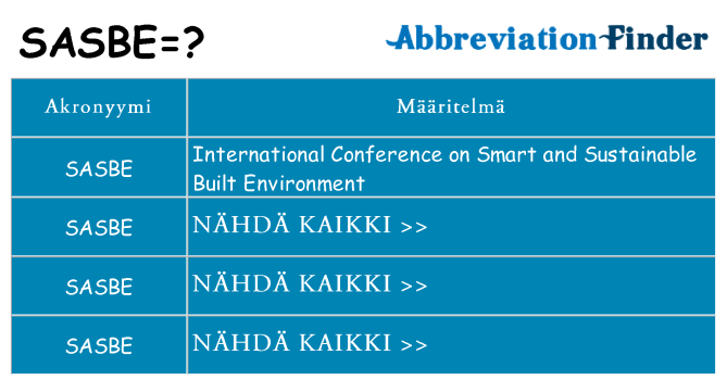 Mitä sasbe tarkoittaa