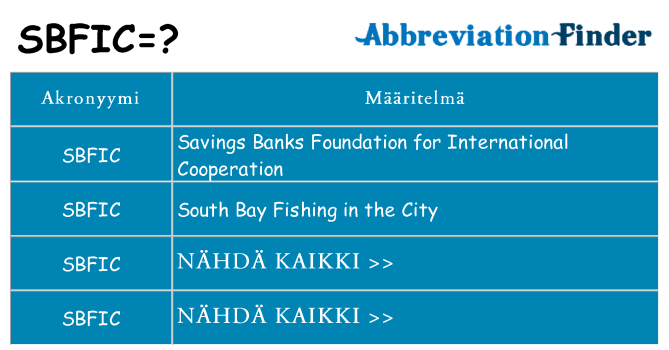 Mitä sbfic tarkoittaa