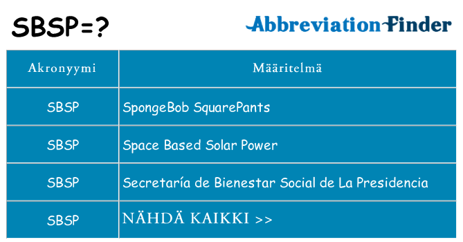 Mitä sbsp tarkoittaa