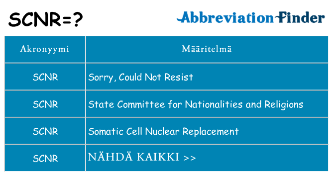 Mitä scnr tarkoittaa
