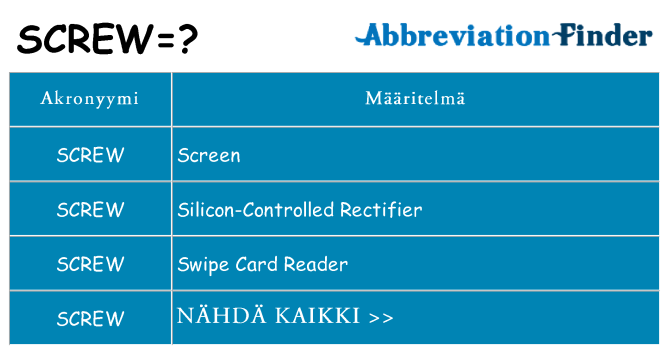 Mitä screw tarkoittaa