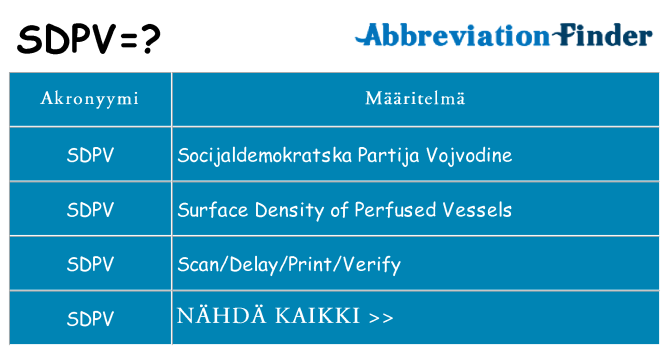 Mitä sdpv tarkoittaa